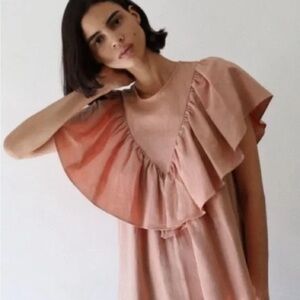 Zara Pink Blouse with Elegant Ruffles